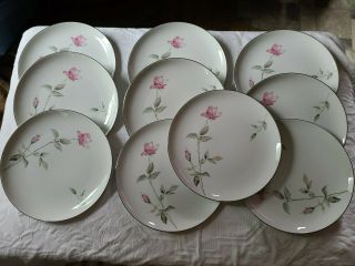 Set 10 Dinner Plates Style House Fine China Japan Dawn Rose