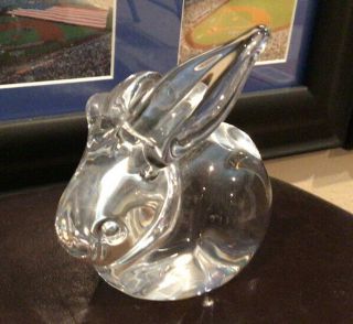 Vintage Nancy Daum France Clear Crystal " Rabbit/bunny " Signed Figure 1 Ear Down