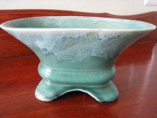 Brush Pottery Usa Green Drip Edge Oval Footed Planter No Chips No Cracks