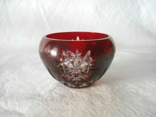Waterford Ruby Red Snow Crystals Snowflake Votive Bowl - Cut To Clear
