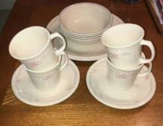 16 Pc Corelle English Breakfast 4 Of Dinner Plates,  Bb Plates,  Bowls,  Mugs/cups