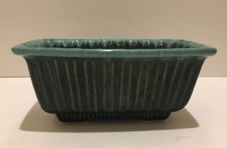 Vintage Hull Pottery Drip Glaze Ribbed Planter F57 Green Blue Mid Century Modern