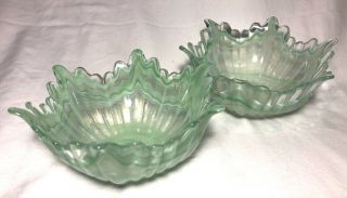 Art Glass Green Candy Dish Candle Holder