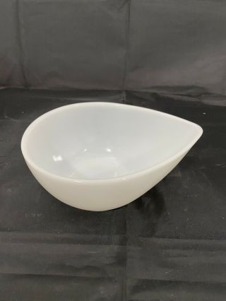 Vintage Fire King Swedish Modern Small Bowl Teardrop White Opal Milk Glass