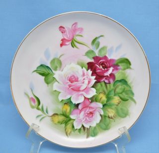 Vintage Lefton Japan Hand Painted Hanging Plate W/ Roses