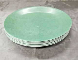 Corning Corelle Green Linen Set Of 8 - 10 1/4 " Dinner Plates Looks Like Fabric Ec