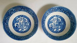 Set Of 2 Vintage Blue Willow Coupe Soup Cereal Bowls 6 3/4 "