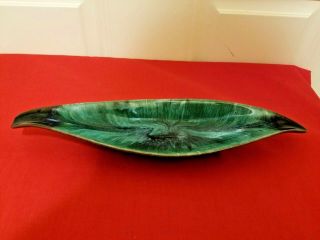 Vtg Bmp Blue Mountain Pottery Canada Blue/green Candy Bowl Dish Tray 13 " Long