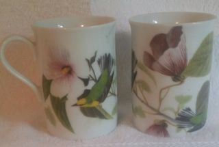 Audubon Godinger Blue Winged Warbler Mug Set Of 2 China Coffee Cup Mugs