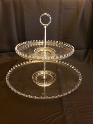 Vintage Imperial Candlewick Glass 400/2701 - Tid Bit Rack With Metal Handle