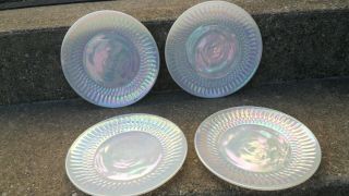 Vintage Federal Glass Opalescent Moon Glow 7 1/2 " Salad/dessert Plates - - Set Of 4