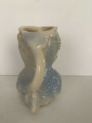 VTG 1940 ' S SHAWNEE POTTERY OWL PITCHER WITH GOLD TRIM CREAMER Baby Blue 3