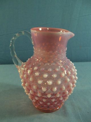 Fenton Cranberry Opalescent Glass Hobnail Syrup Pitcher 3