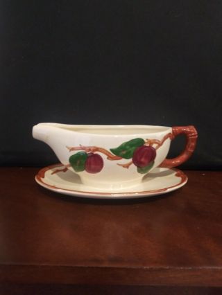 Vintage Franciscan Apple Gravy Boat Attached Under Plate California Usa