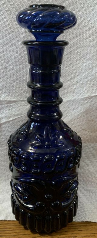 Vintage Cobalt Blue Glass Decanter with Cork Jim Beam for Kentucky Derby 2