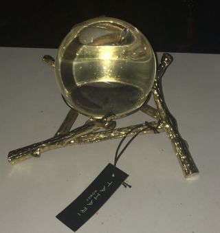 Tahari Home Crystal Ball With Brass Stand