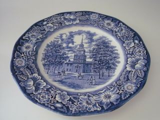 Liberty Blue Dinner Plate 10 " Independece Hall Staffordshire Ironstone