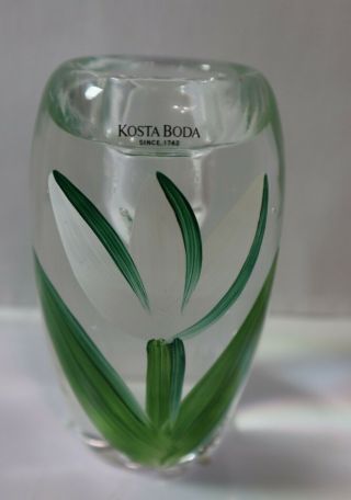 Vintage Kosta - Boda 4 " Hand Painted Single Light Candlestick Tulipa (24hr)