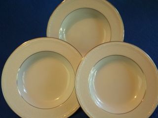 NORITAKE WHITE SCAPES 4251 WHITECLIFF PLATINUM 3 Rimmed Soup Bowls 2