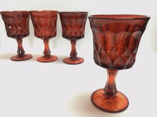 4 Noritake Perspective Ruby Red Water Goblet Glasses 6 1/2”