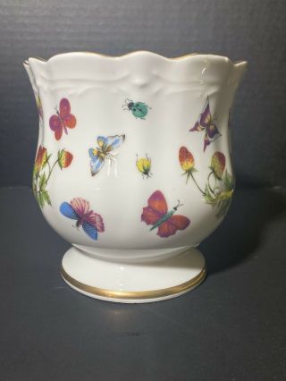 Lenwile Ardalt Porcelain Cachepot,  Planter,  Vase,  Strawberries And Butterflies