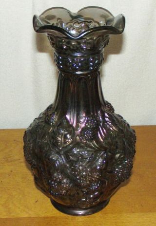Imperial Carnival Loganberry Purple Iridescent Glass Vase 10 " X 5 1/2 "