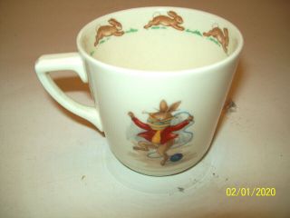 Royal Doulton Single - Handle Bunnykins Tea Cup Knitting And String 2 3/4 Inches