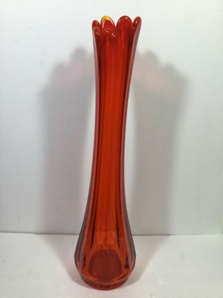 Mid Century Modern Amberina Swung Glass Vase Orange Yellow 14 - 1/4