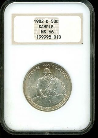1982 - D 50c Washington Commemorative Silver Half Dollar Ms66 Ngc 199998 - 010