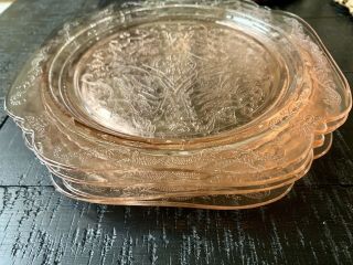 Vintage Set Of 4 Indiana Madrid Recollection Pink Depression Glass Dinner Plates