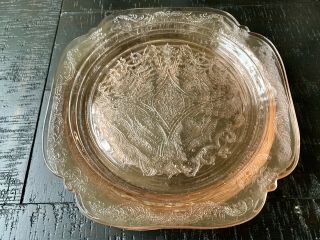 Vintage Set Of 4 Indiana Madrid Recollection Pink Depression Glass Dinner Plates 2