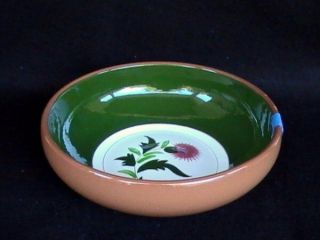 Stangl Pottery Pink Thistle 9 " Salad Serving Bowl Brown/green