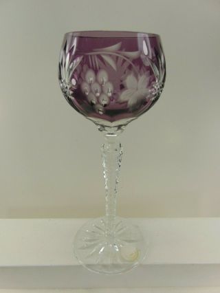Ajka Hungary Bohemian Arabella Cased Cut Crystal Hock Wine Glass