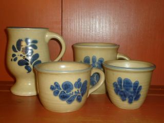 Pfaltzgraff - Folk Art - Set Of 4 - 3 Cups And 1 - Custard - - Usa