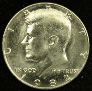 1982 P No Fg Variety Uncirculated Kennedy Half Dollar Bu (c01)