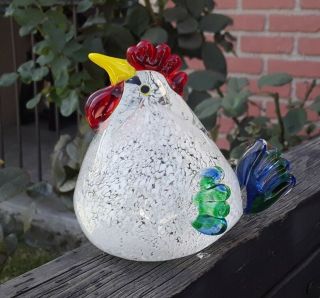 Art Glass Rooster Chicken Figurine