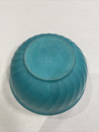 Vintage Fire King Hard To Find Turquoise Teal Blue 7 " Swirl Glass Mixing Bowl