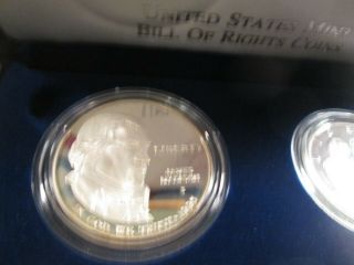 1993 BILL OF RIGHTS 2 COIN SILVER COMMEMORATIVE SET PROOF $1 & 50C KO1 2