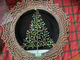 Peggy Karr Fused Glass Christmas Tree " Tannenbaum " 11 " Round Nib