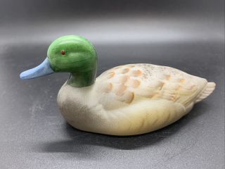 Fenton Hand Painted Mallard Duck.  Life Like Colors Signed