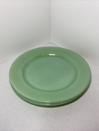 Vintage Fire - King Jadeite Opaque Glass 2 Dinner Plates 9” Oven Safe