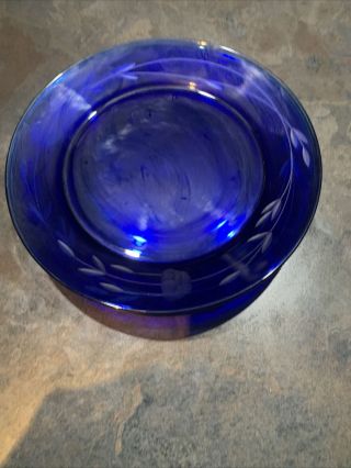 Princess House 650 Heritage Luncheon Plates Cobalt Blue Etched Glass 5