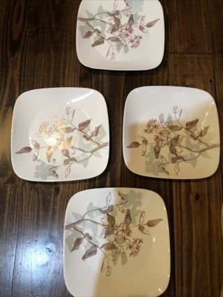 Set Of 4 - Corning Corelle - Twilight Grove - 10 1/4 " Square Dinner Plates
