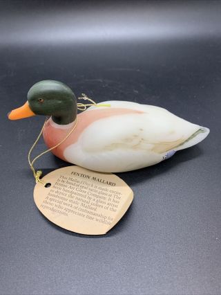 Fenton hand painted Mallard duck.  Life like colors W/ Tag 2