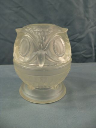 Fenton Clear Satin Crystal Velvet Glass Owl Shaped Fairy Lamp