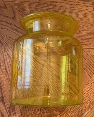 Vintage Canary Yellow Blown Glass Apothecary Medical Jar Canister 10 - 1/2 