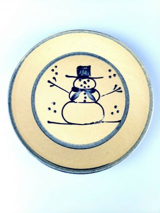 Beaumont Brothers Pottery Bbp Salt Glazed 2001 Snowman Plate 7 X 7 "