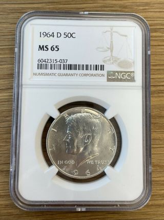 1964 - D Silver Kennedy Half Dollar Ngc Ms65