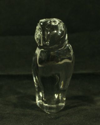 Baccarat France Crystal Barn Owl Art Glass Figurine Paperweight Bird Signed