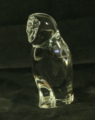 BACCARAT France Crystal Barn Owl Art Glass Figurine Paperweight Bird Signed 2